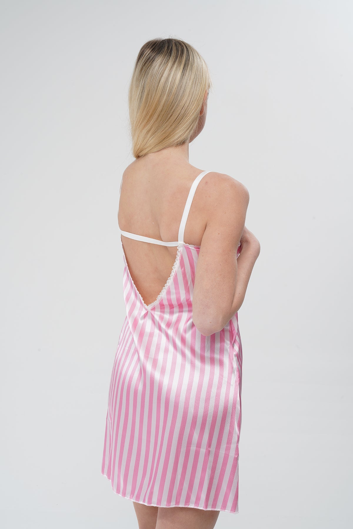 Pembe Saten Gecelik - Modaludo