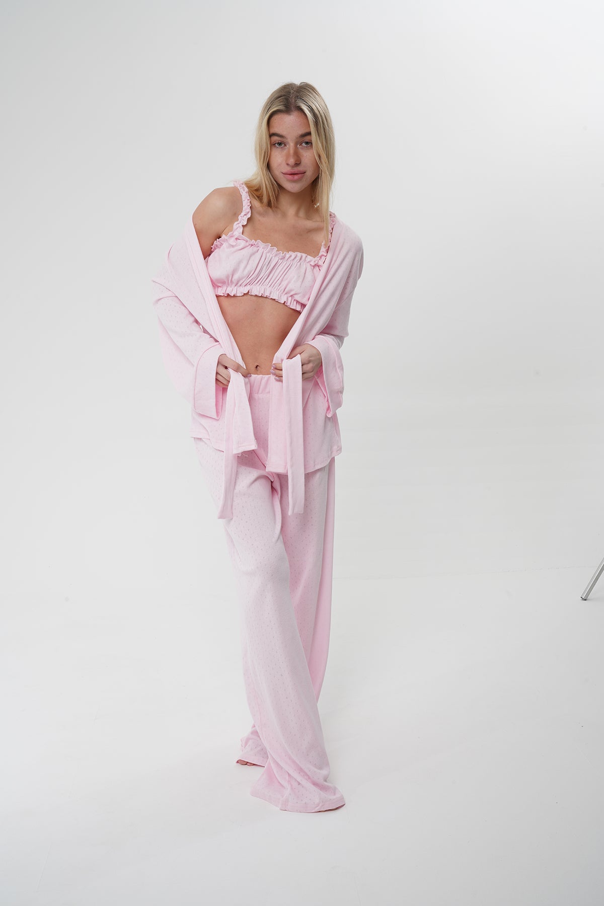 Pembe Üçlü %100 Pamuk Pijama Takımı | MODALUDO - Modaludo