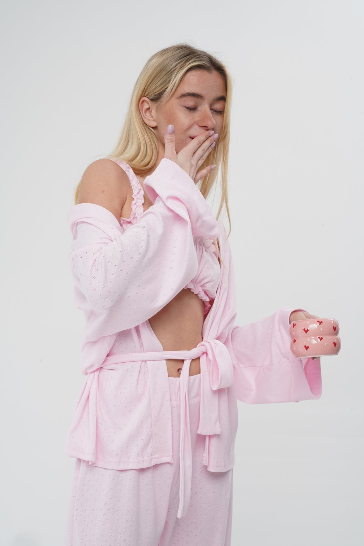 Pembe Üçlü %100 Pamuk Pijama Takımı | MODALUDO - Modaludo