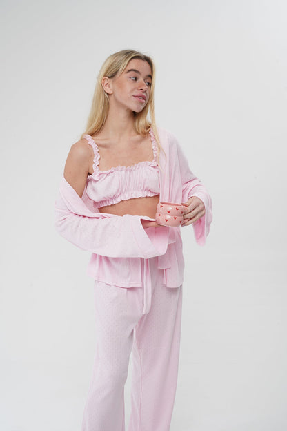 Pembe Üçlü %100 Pamuk Pijama Takımı | MODALUDO - Modaludo