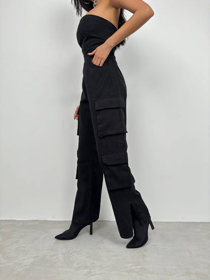 “Chic Strapless Utility Jumpsuit - Perfect for Day-to-Night Style”