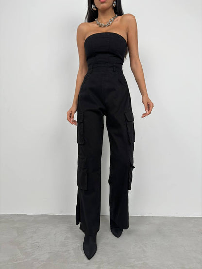 “Chic Strapless Utility Jumpsuit - Perfect for Day-to-Night Style”