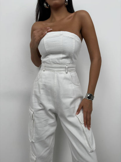 “Chic Strapless Utility Jumpsuit - Perfect for Day-to-Night Style”