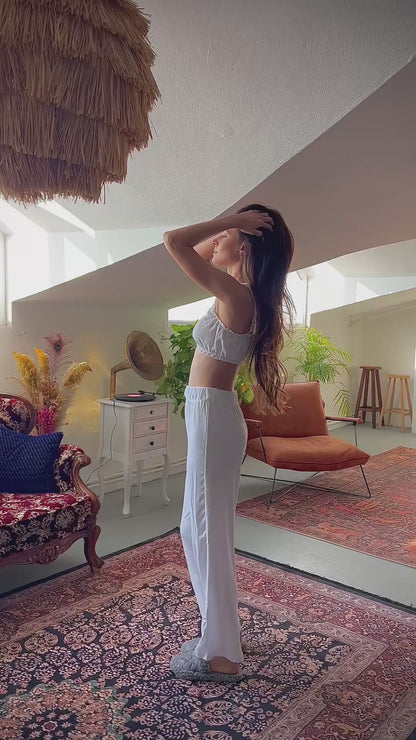 Özel Tasarım Beyaz İkili %100 Pamuklu Pijama Takımı | MODALUDO