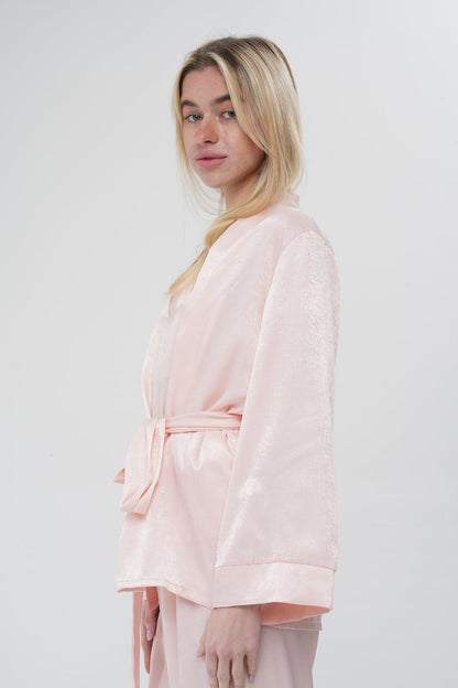Pudra Pembe Viskon Üçlü Pijama Takımı | MODALUDO - Modaludo