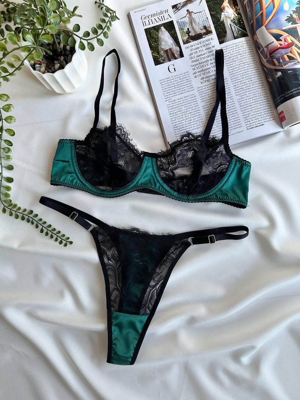 Saten Dantel Detay Takım - Modaludo