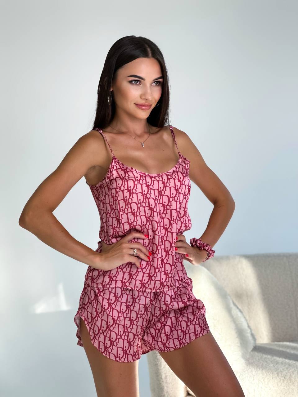 Şifon Saten Pijama Takımı - Dior - Modaludo