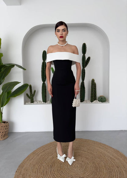 Siyah - Beyaz Elbise - Modaludo