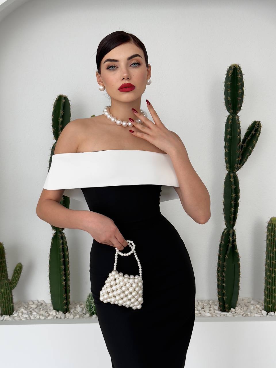 Siyah - Beyaz Elbise - Modaludo