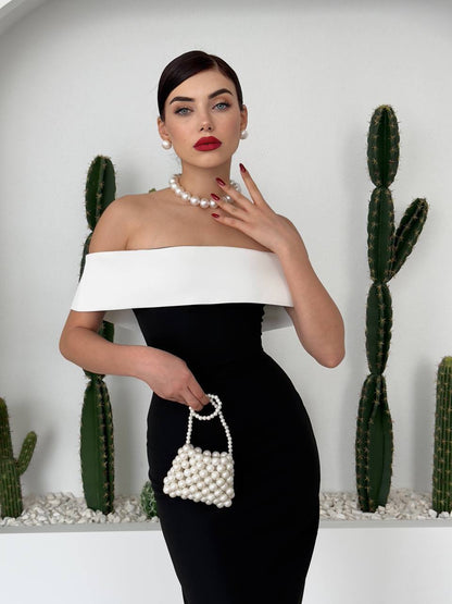 Siyah - Beyaz Elbise - Modaludo