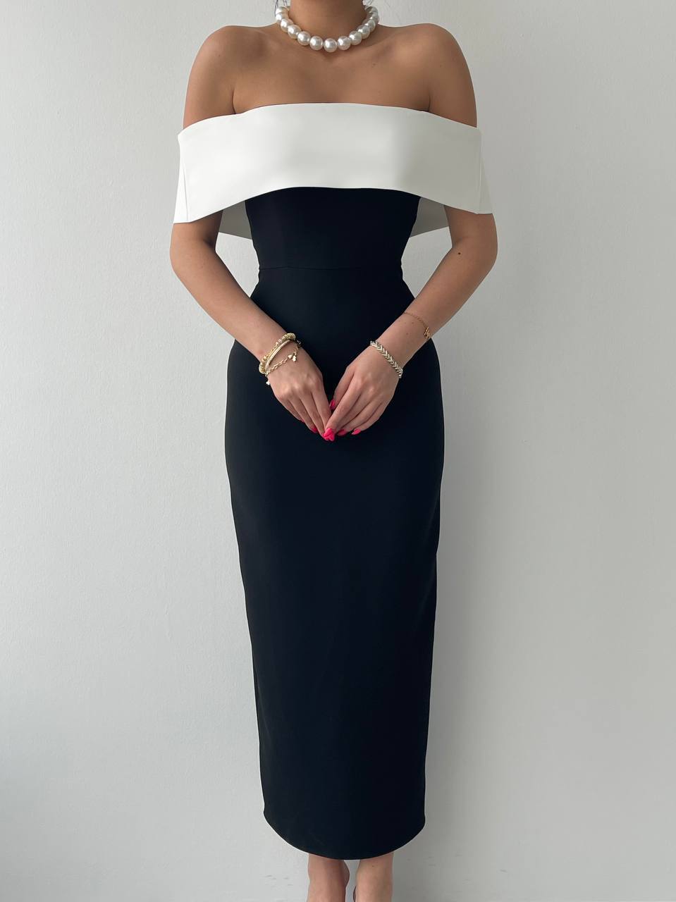 Siyah - Beyaz Elbise - Modaludo