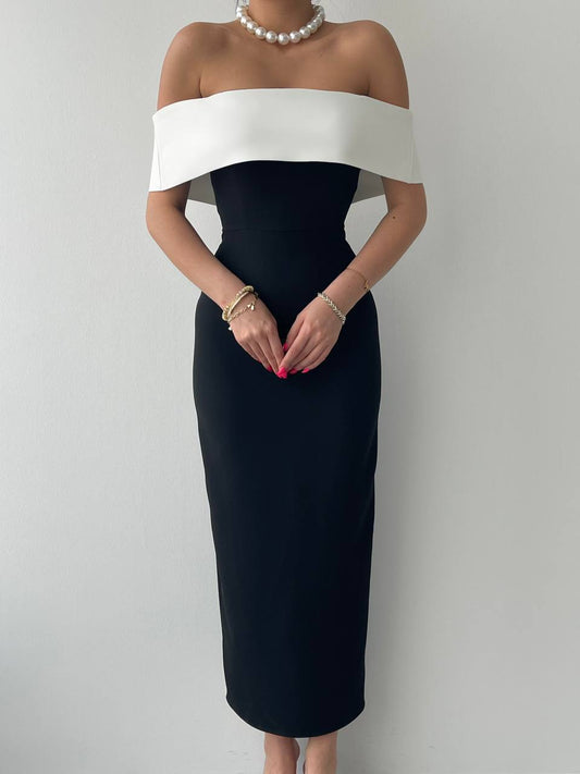 Siyah - Beyaz Elbise - Modaludo