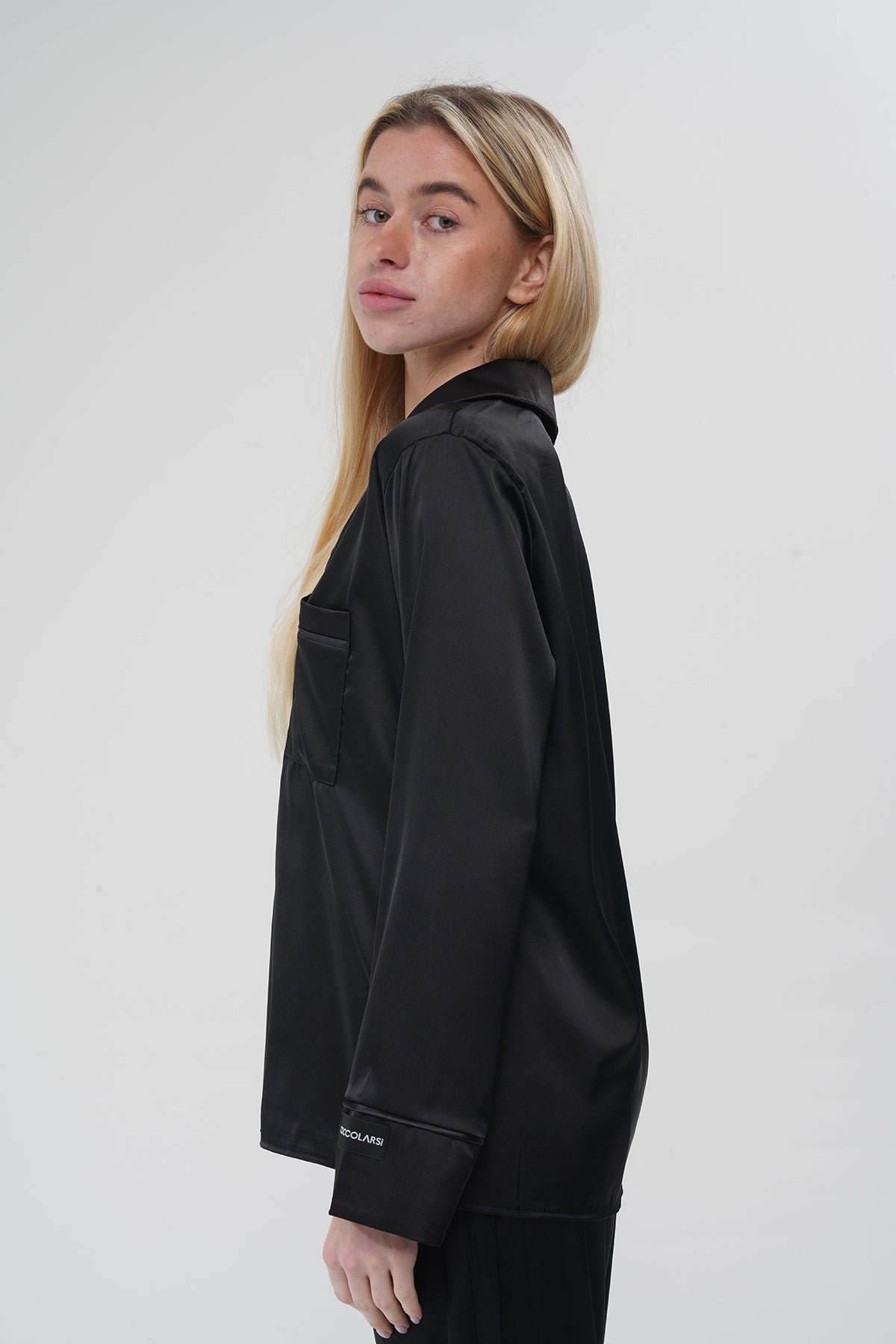 Siyah İpek Saten Pijama Takımı | COCOLARSİ - Modaludo