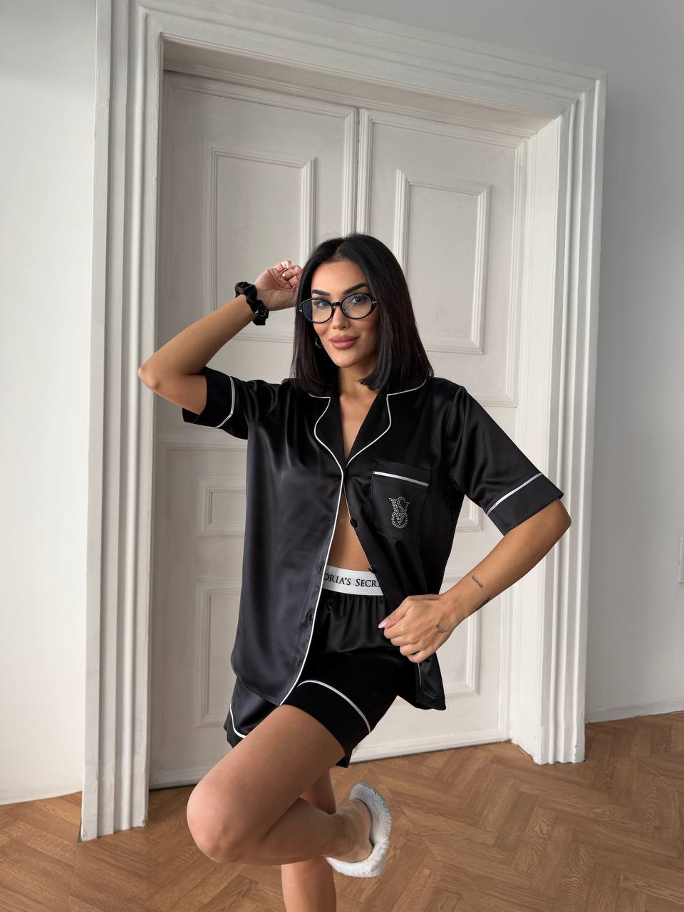 Siyah Saten Şortlu Kadın Pijama Takımı - Victoria's Secret - Modaludo
