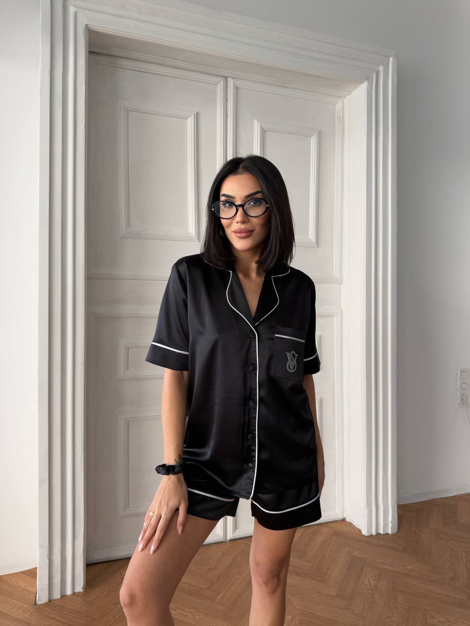 Siyah Saten Şortlu Kadın Pijama Takımı - Victoria's Secret - Modaludo