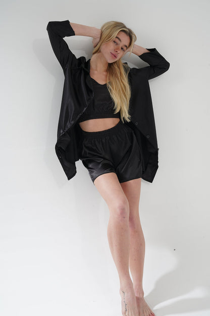 Siyah Üçlü Pijama Takımı | MODALUDO - Modaludo