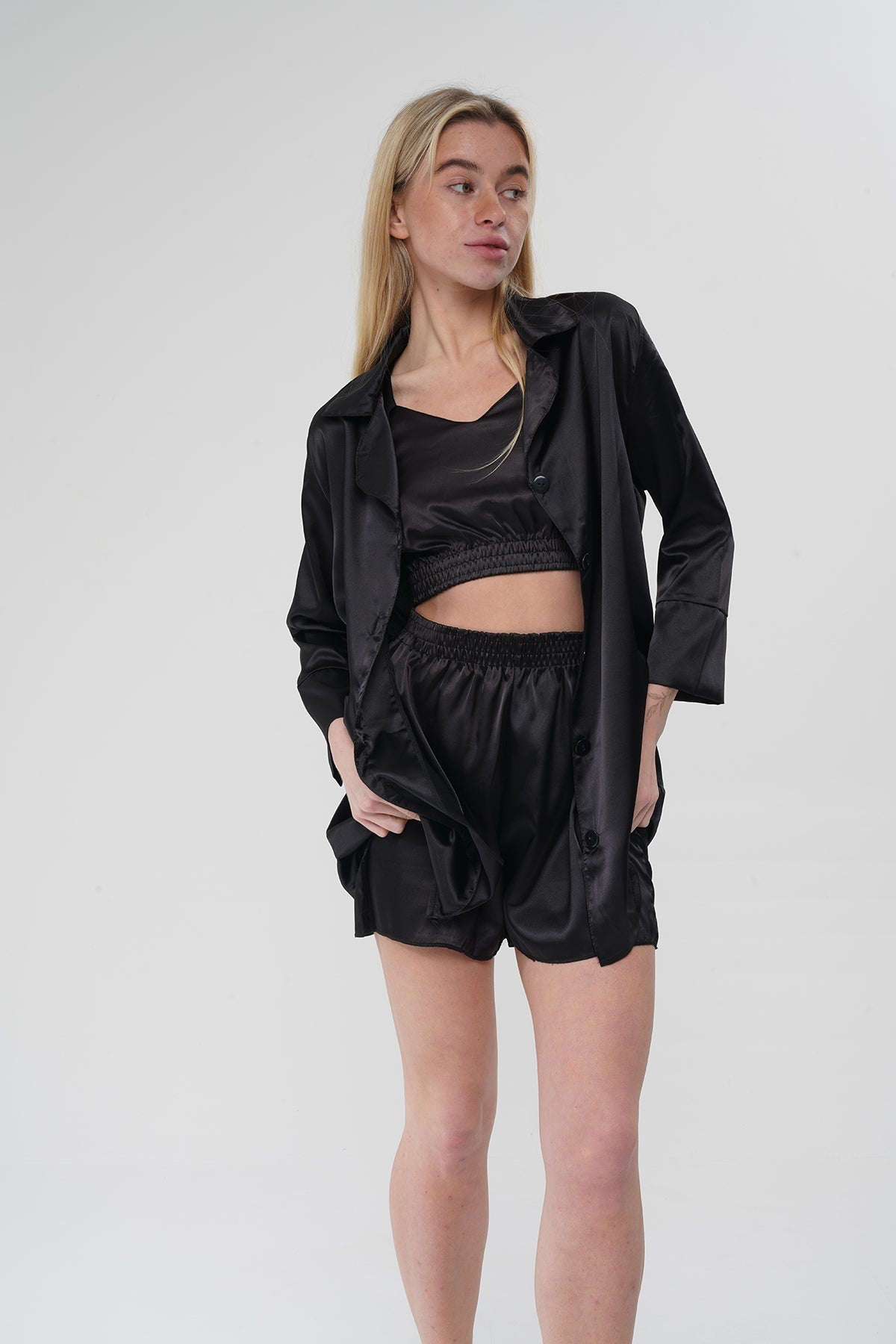 Siyah Üçlü Pijama Takımı | MODALUDO - Modaludo