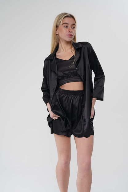 Siyah Üçlü Pijama Takımı | MODALUDO - Modaludo