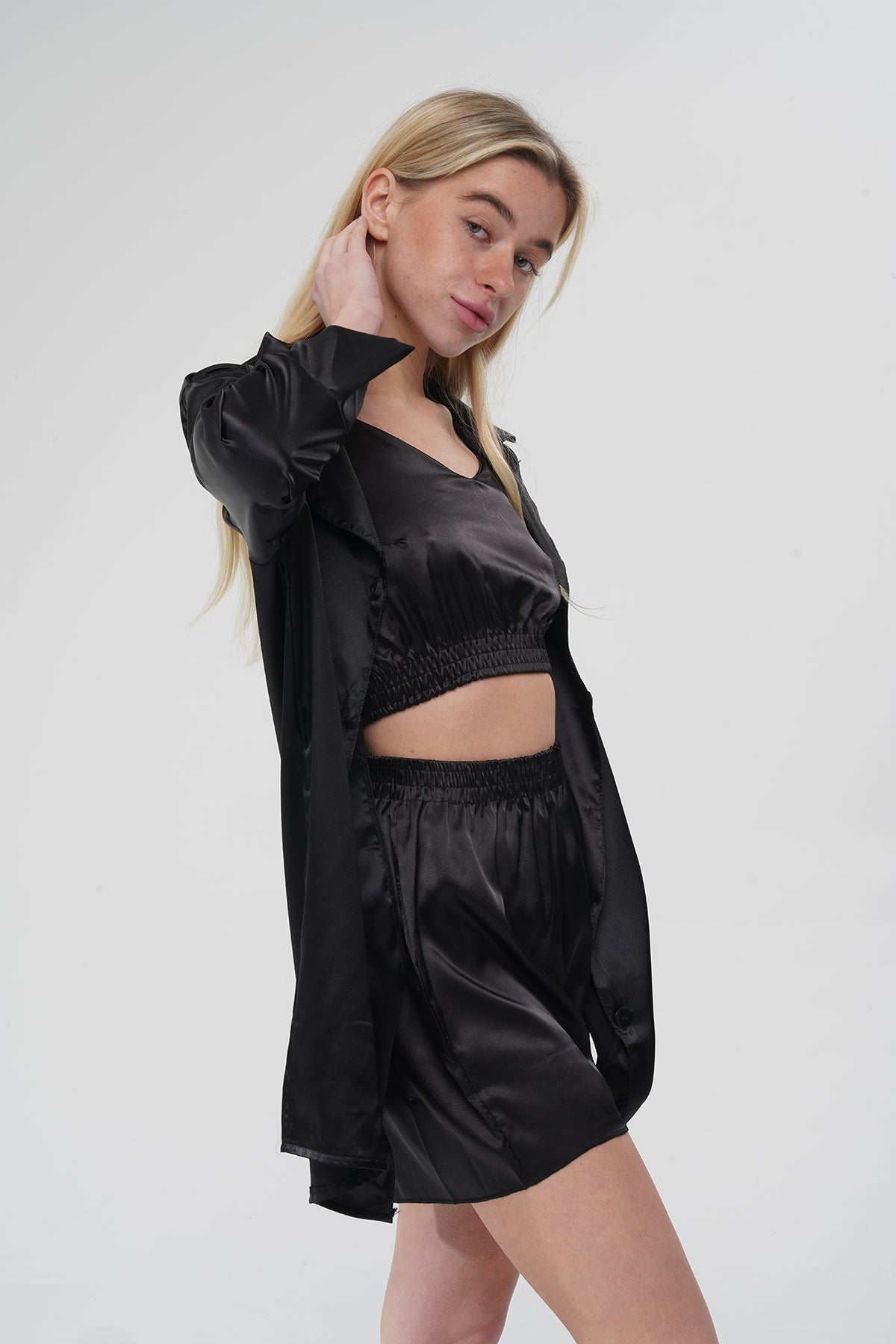 Siyah Üçlü Pijama Takımı | MODALUDO - Modaludo