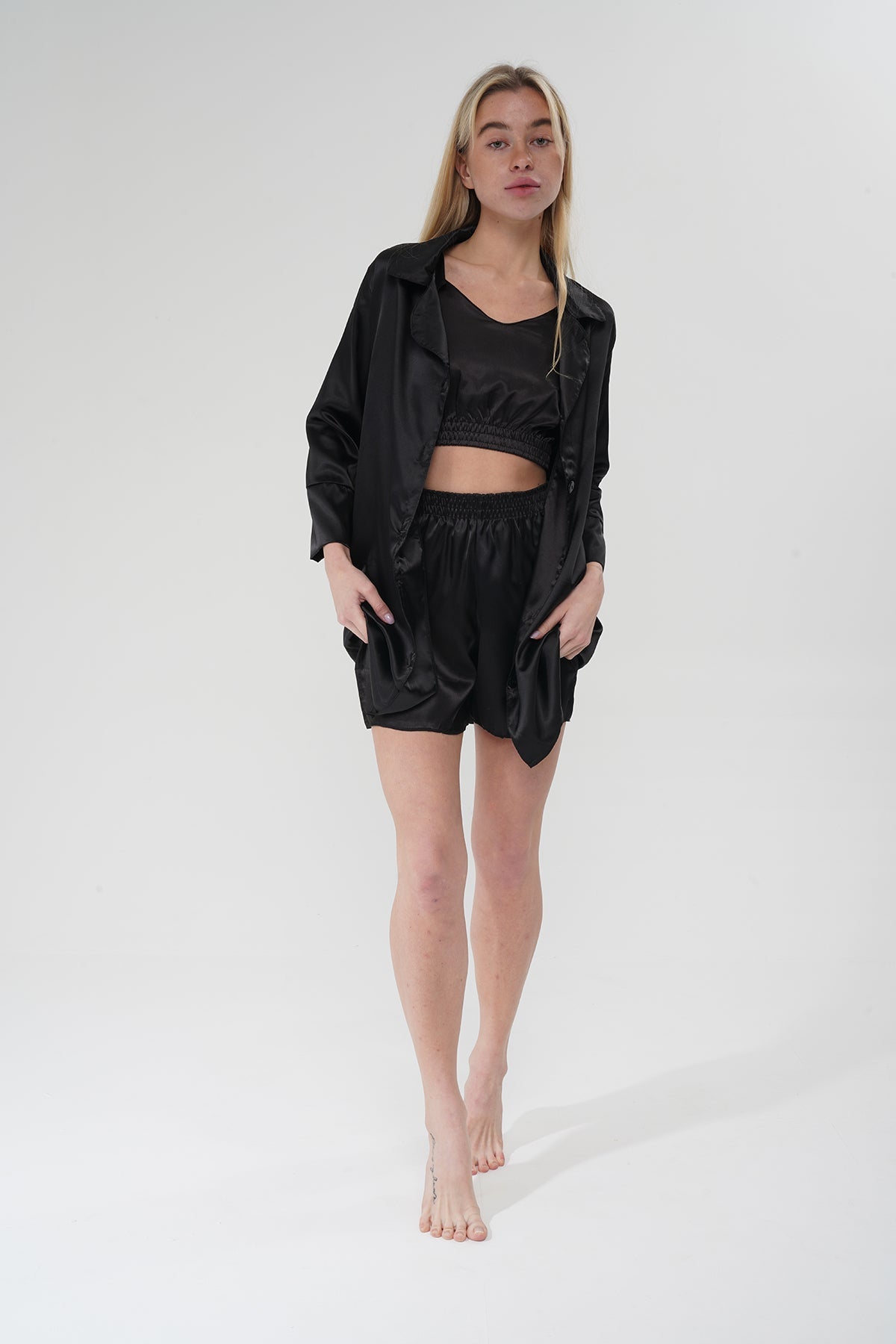 Siyah Üçlü Pijama Takımı | MODALUDO - Modaludo