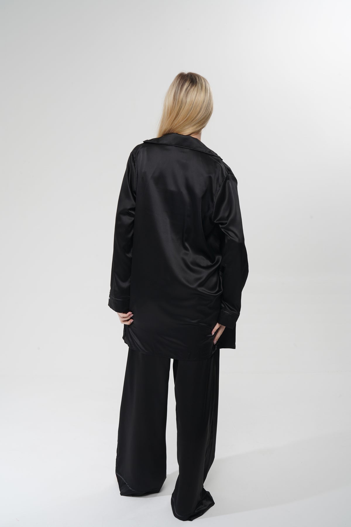 Siyah Üçlü Saten Pijama Takımı | COCOLARSİ - Modaludo