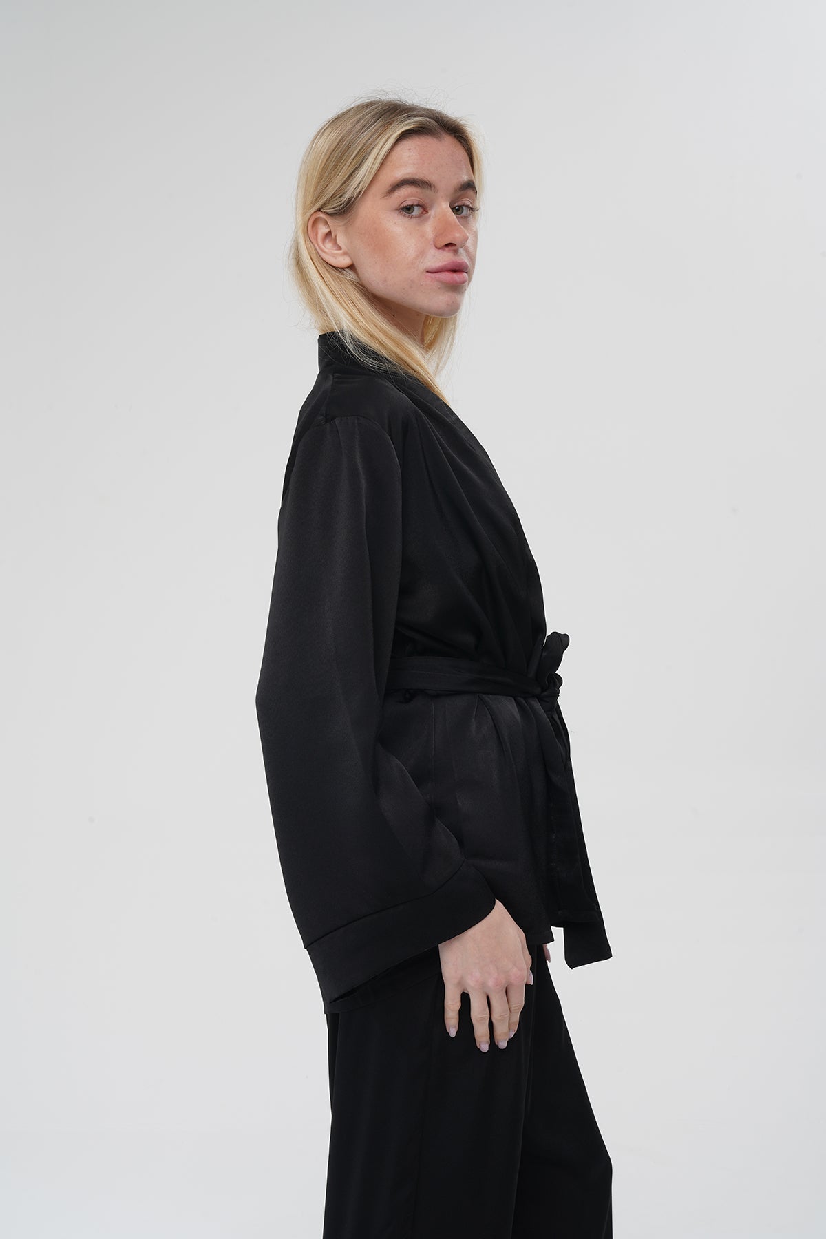 Siyah Viskon Üçlü Pijama Takımı | MODALUDO - Modaludo