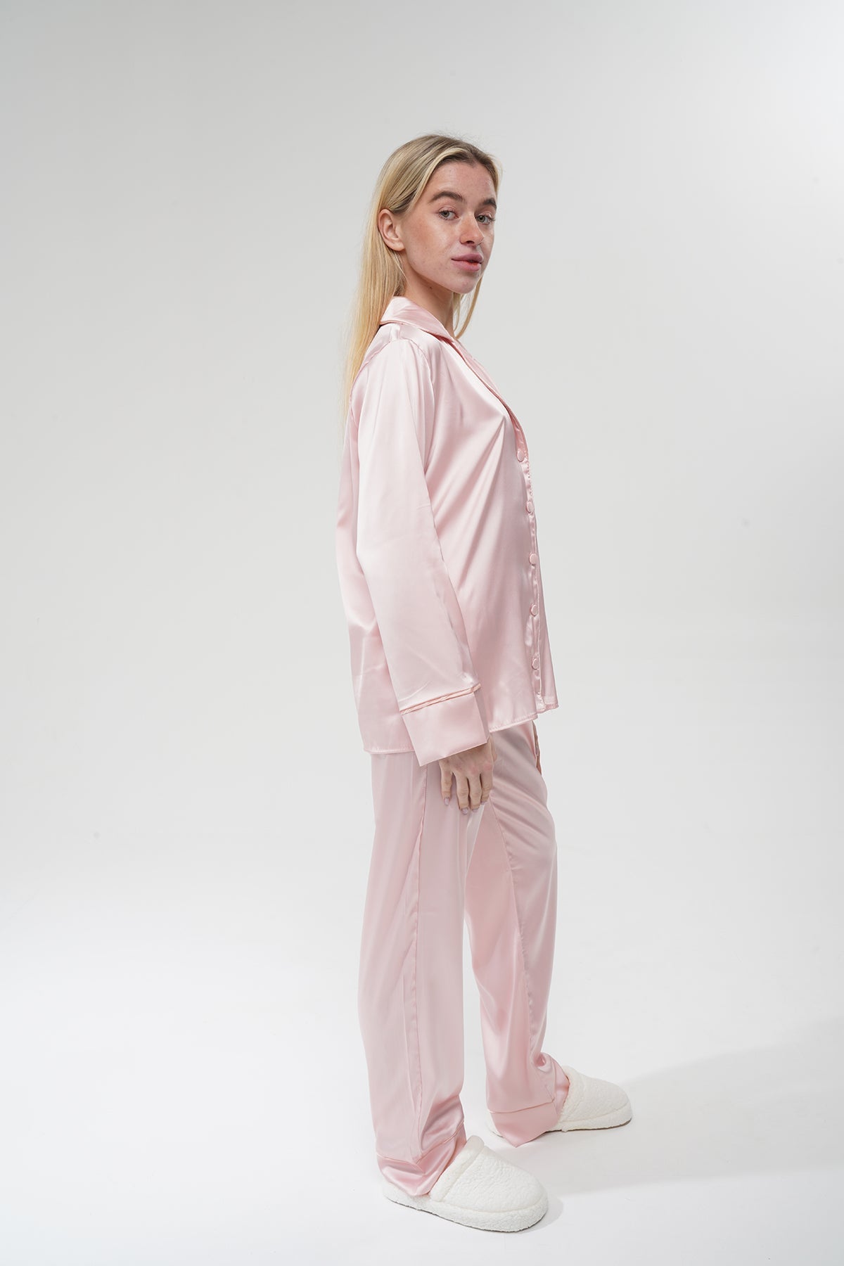 Yavruağzı İpek Saten Pijama Takımı | COCOLARSİ - Modaludo