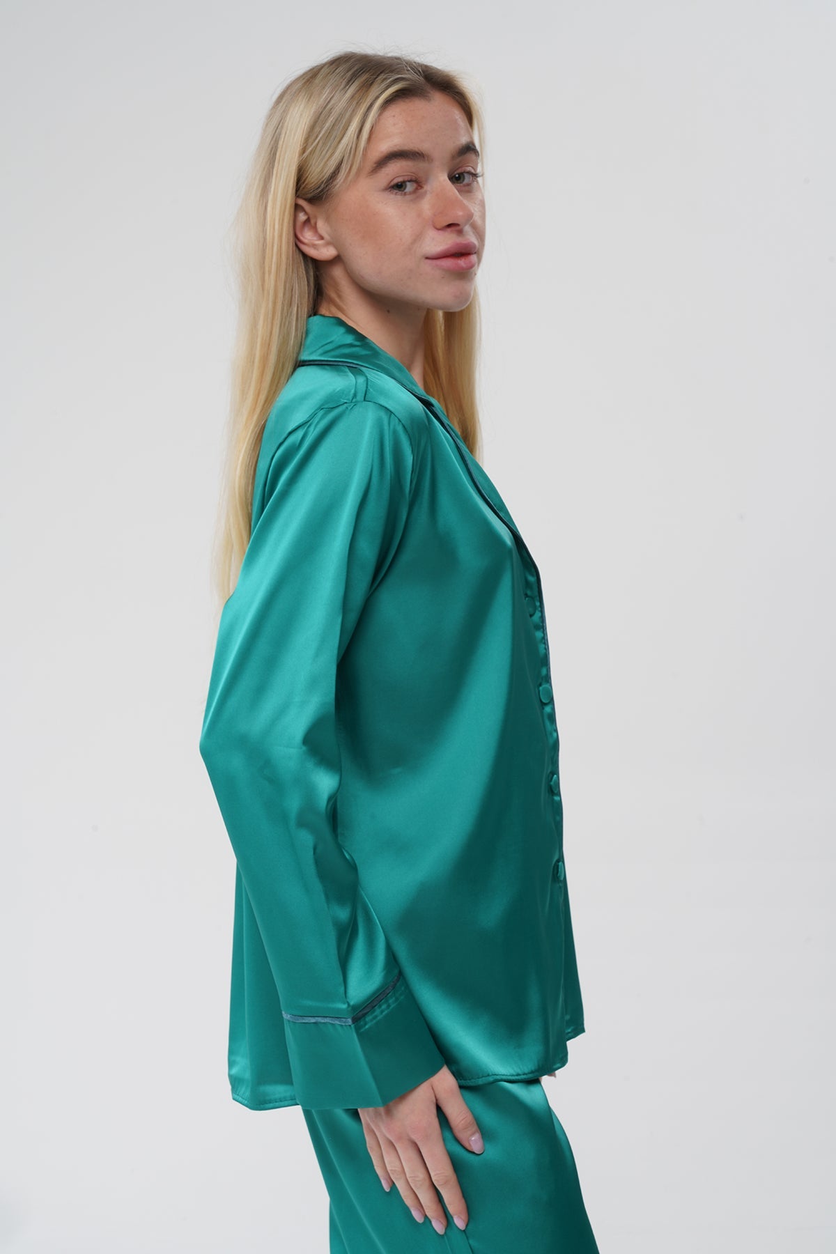 Yeşil Saten Pijama Takımı | COCOLARSİ - Modaludo