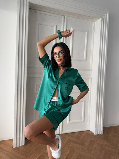 Yeşil Saten Şortlu Kadın Pijama Takımı - Victoria's Secret - Modaludo