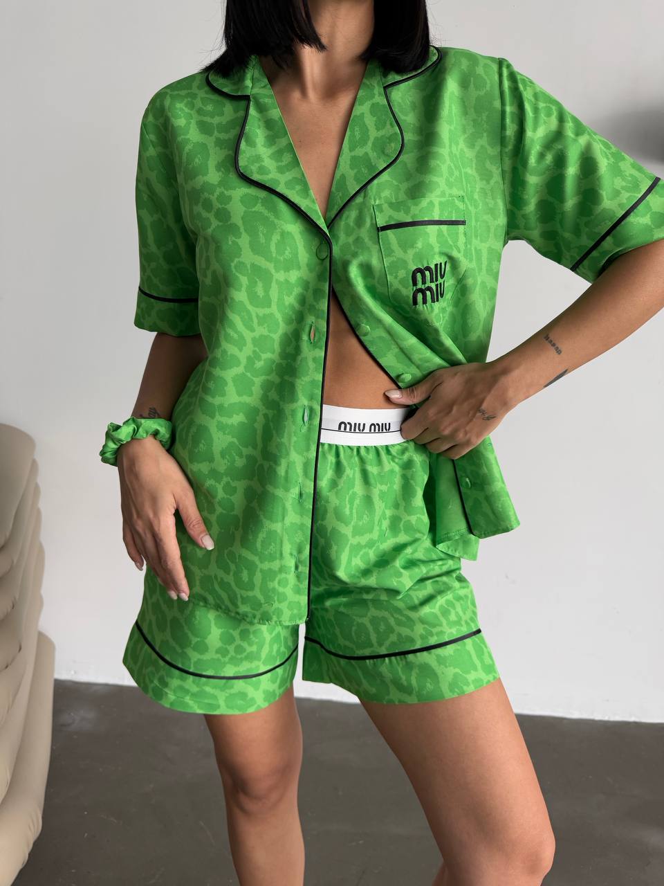 Yeşil Şortlu Pijama Takımı - MiuMiu - Modaludo
