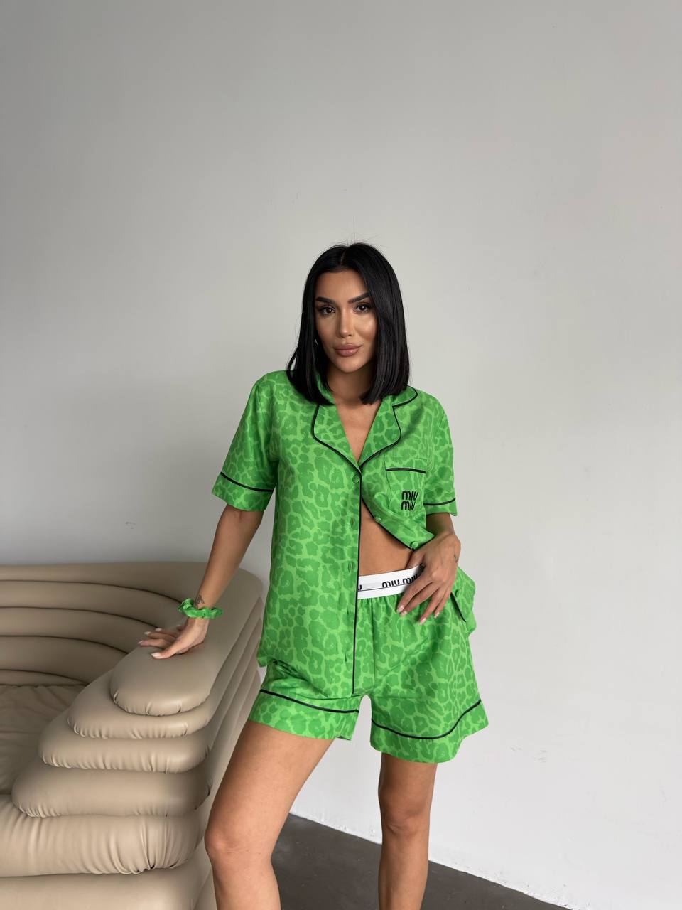 Yeşil Şortlu Pijama Takımı - MiuMiu - Modaludo