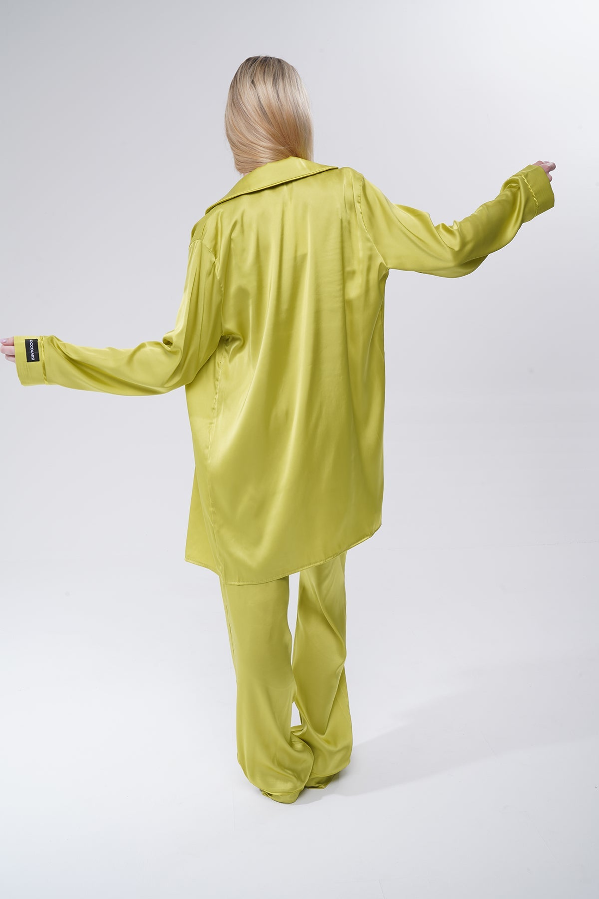 Zeytin Yeşili Üçlü Saten Pijama Takımı | COCOLARSİ - Modaludo